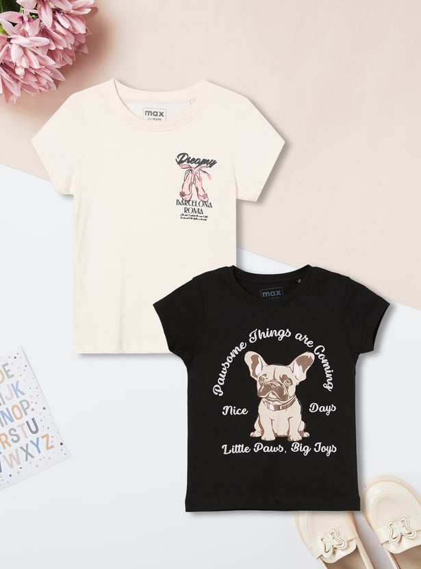 Girls Printed T-shirt - Pack of 2