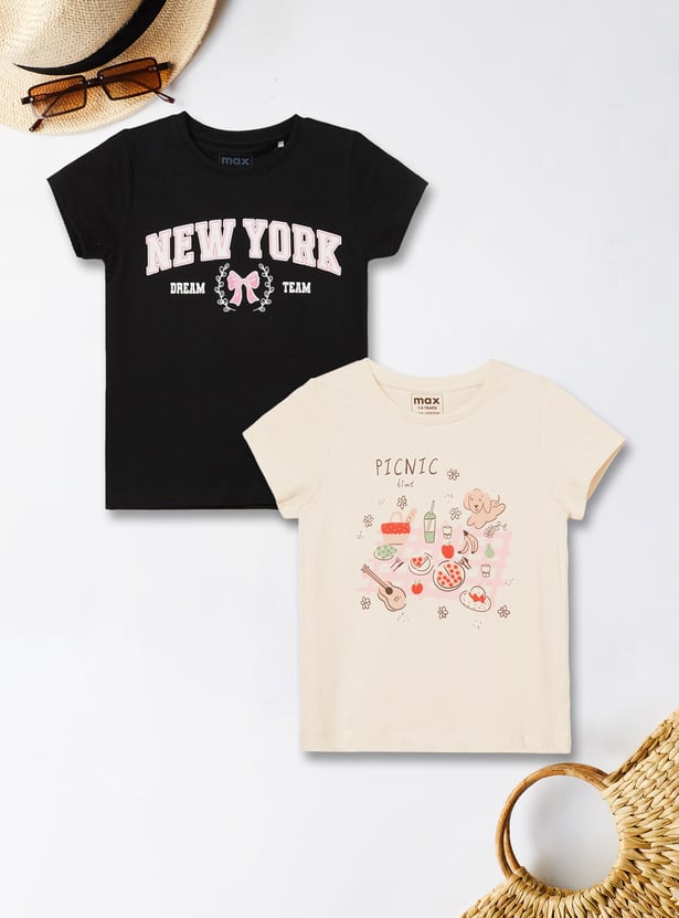 Girls Printed T-shirt - Pack of 2