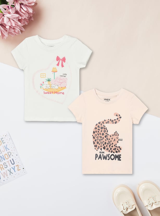 Girls Printed T-shirt - Pack of 2