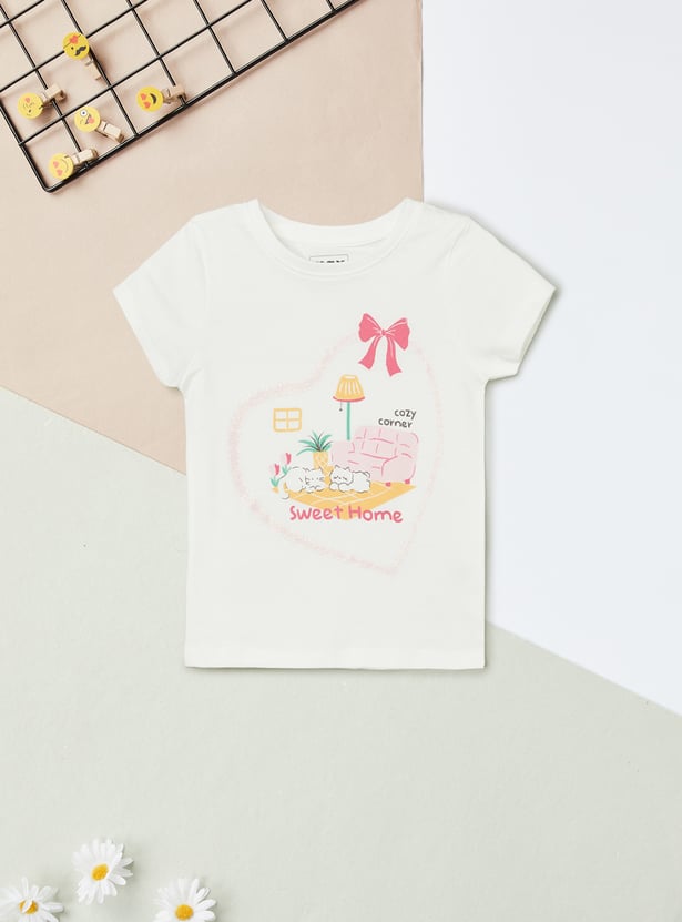 Girls Printed T-shirt - Pack of 2