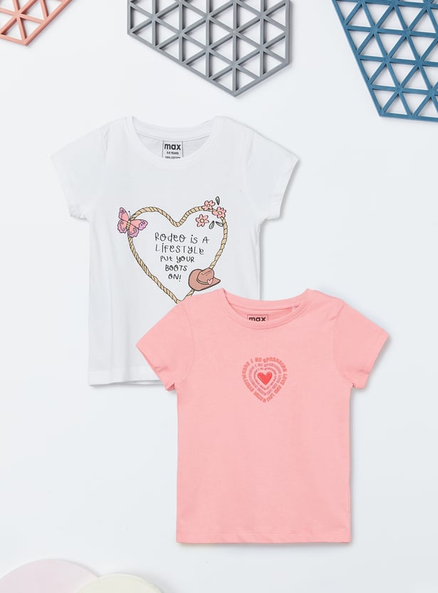 Girls Printed T-shirts - Pack of 2