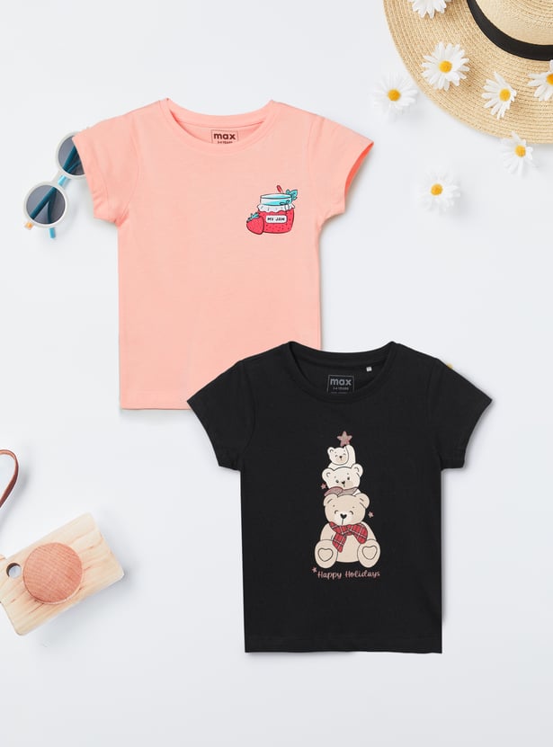 Girls Printed T-shirts - Pack of 2