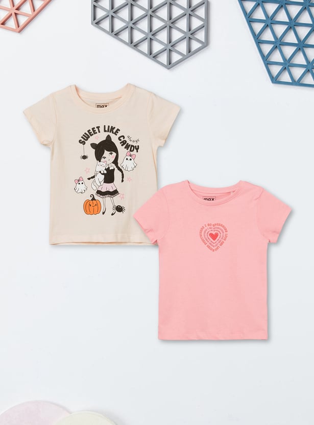 Girls Printed T-shirts - Pack of 2