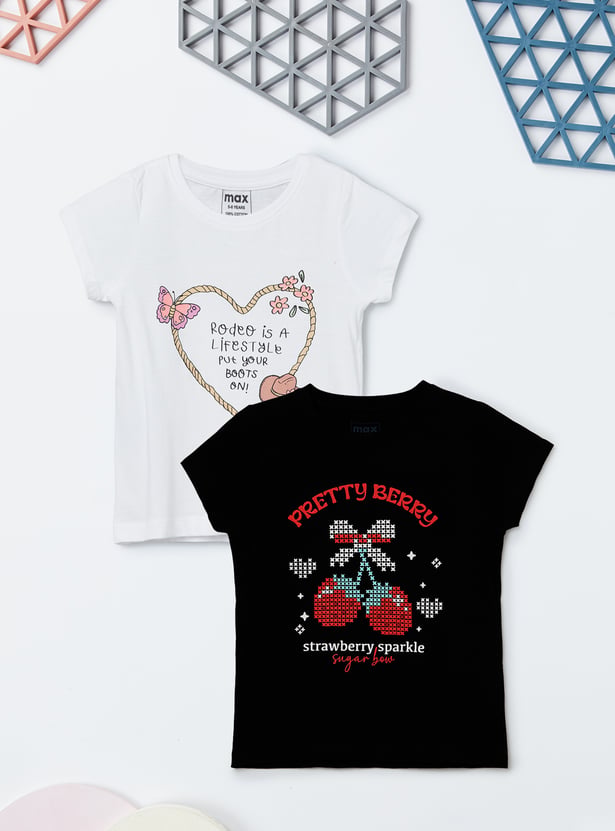 Girls Printed T-shirts - Pack of 2