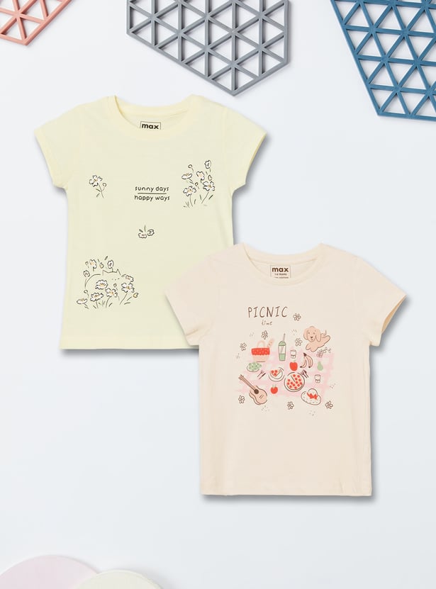 Girls Printed T-shirt - Pack of 2