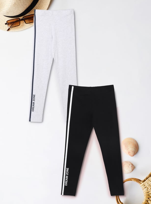 Girls Striped Leggings - Pack of 2