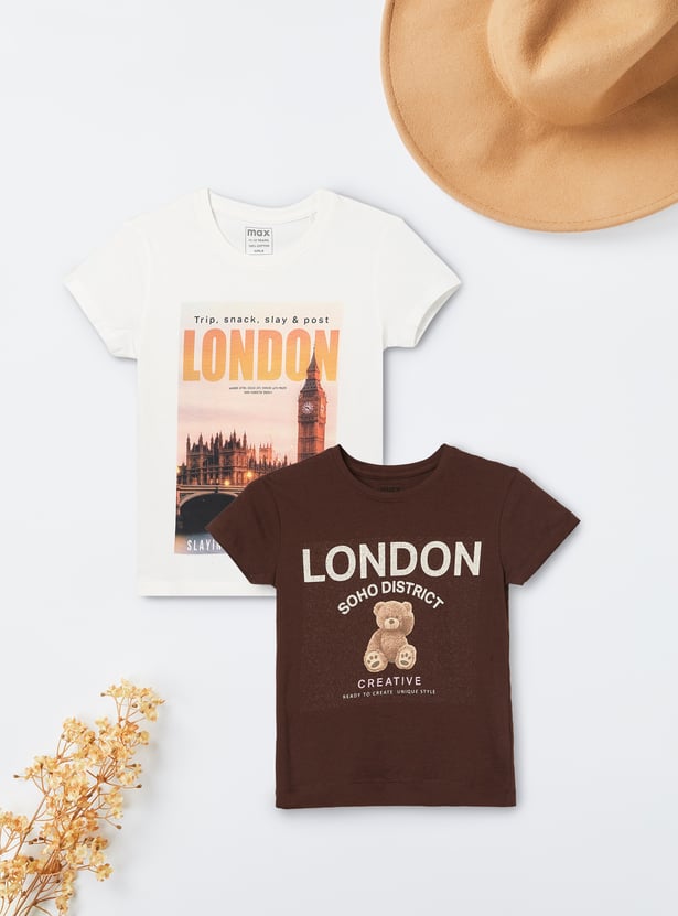 Girls Printed T-shirt - Pack of 2