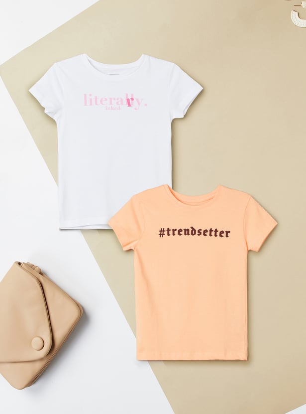 Girls Printed T-shirts - Pack of 2