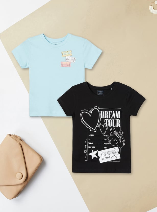 Girls Printed T-shirts - Pack of 2