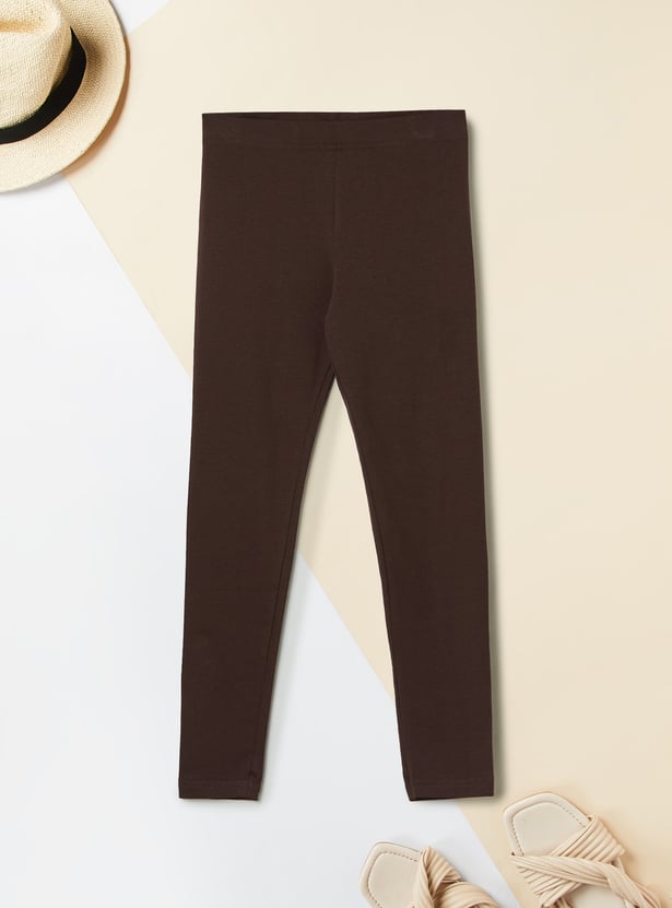 Girls Solid Leggings - Pack of 2
