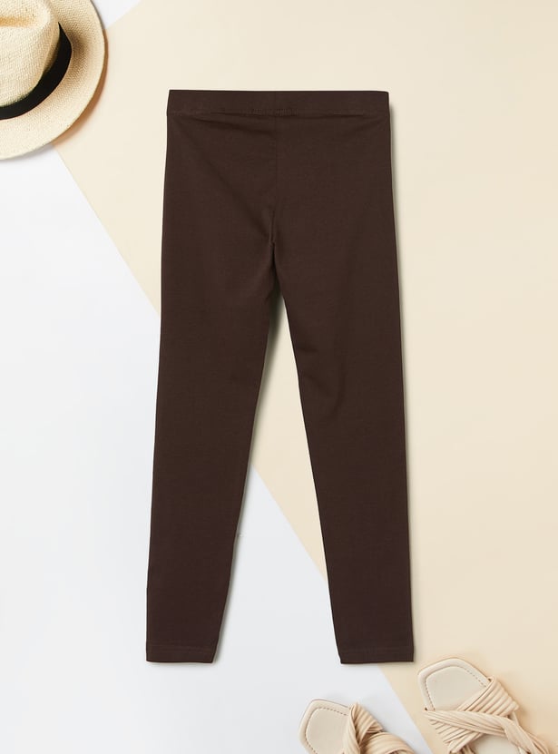 Girls Solid Leggings - Pack of 2