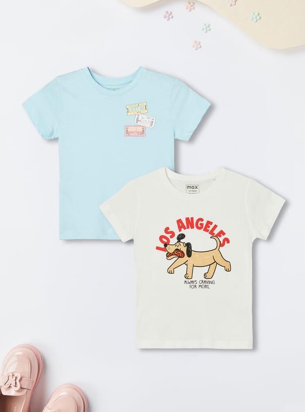 Girls Printed T-shirt - Pack of 2