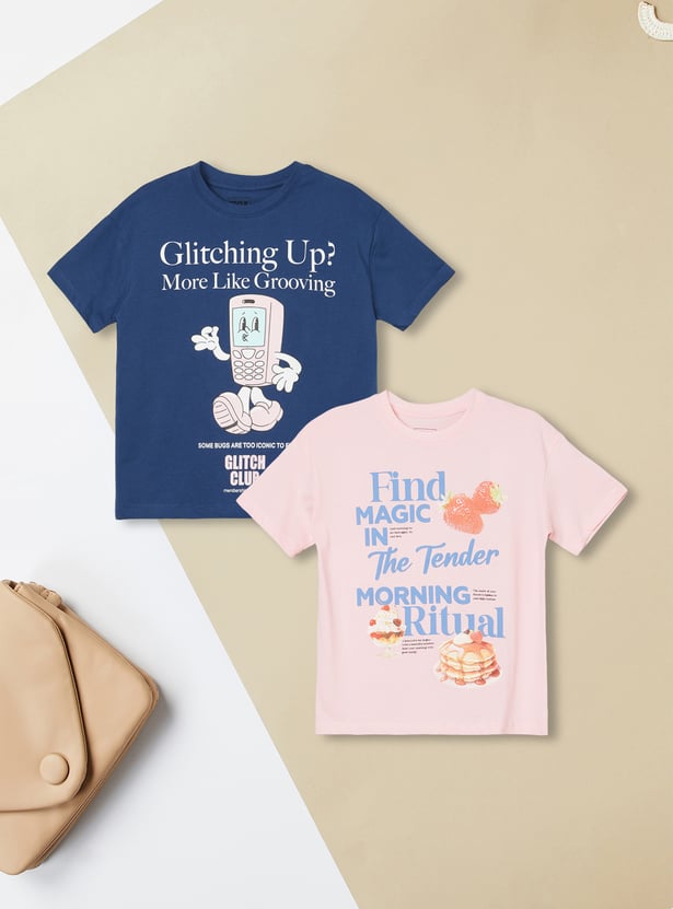 Girls Printed T-shirt - Pack of 2
