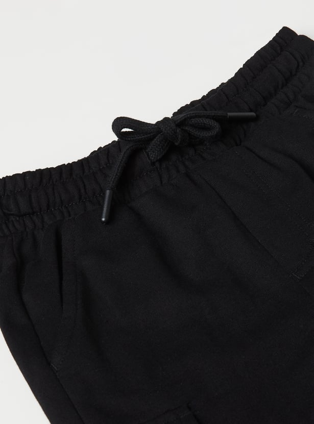 Boys Solid Cargo Shorts - Pack of 2
