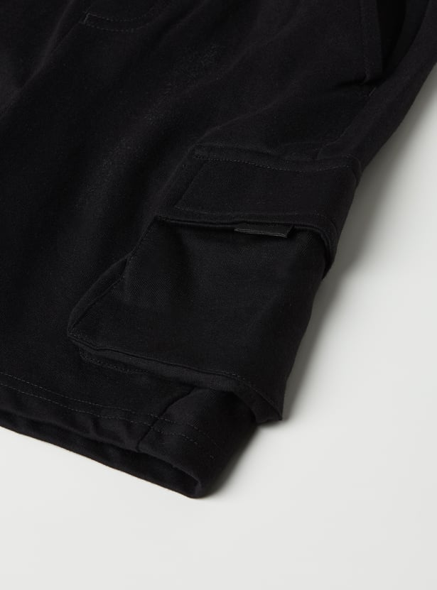 Boys Solid Cargo Shorts - Pack of 2