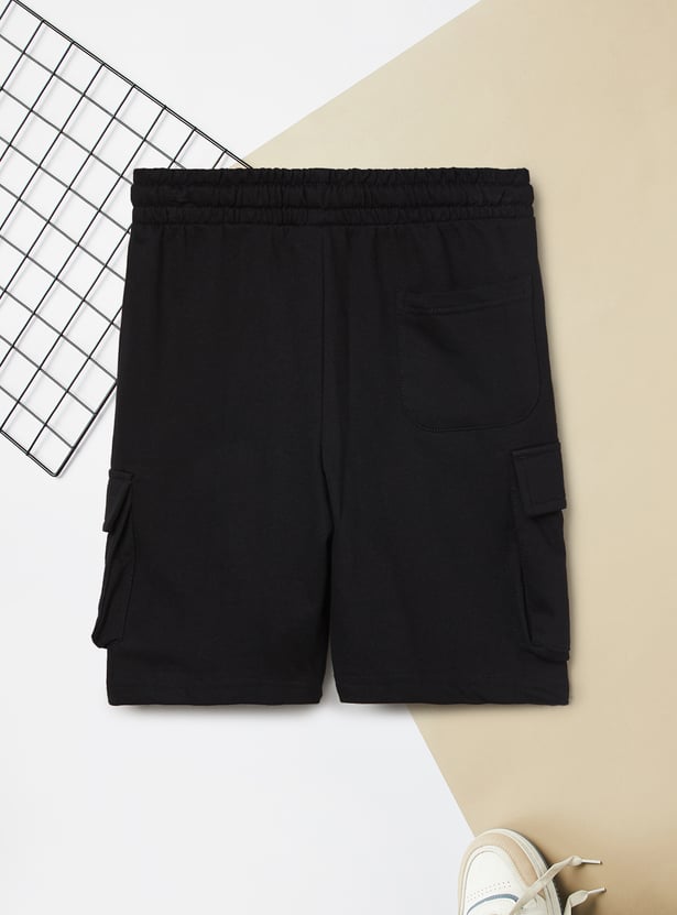 Boys Solid Cargo Shorts - Pack of 2
