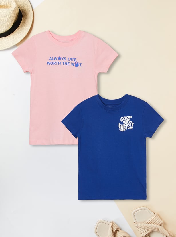 Girls Printed T-shirt - Pack of 2