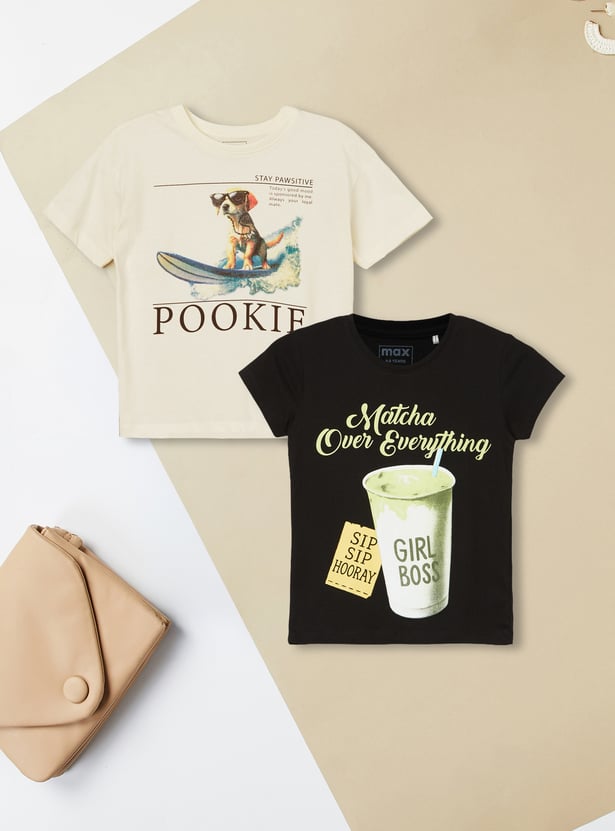 Girls Printed T-shirts - Pack of 2