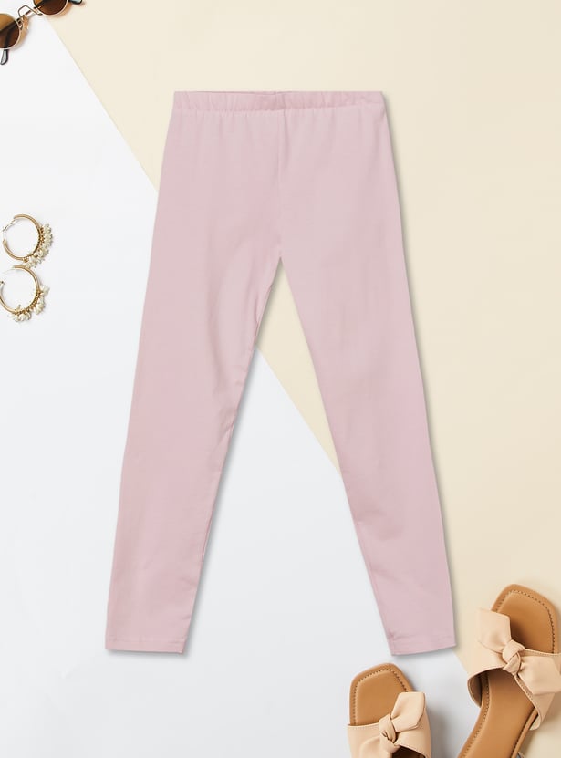 Girls Solid Leggings - Pack of 2