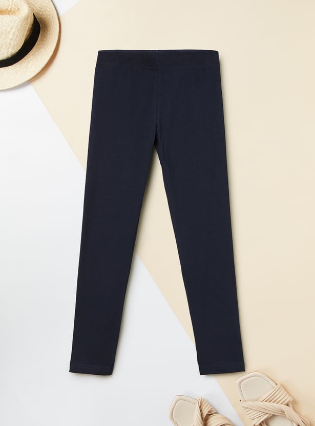Girls Solid Leggings - Pack of 2