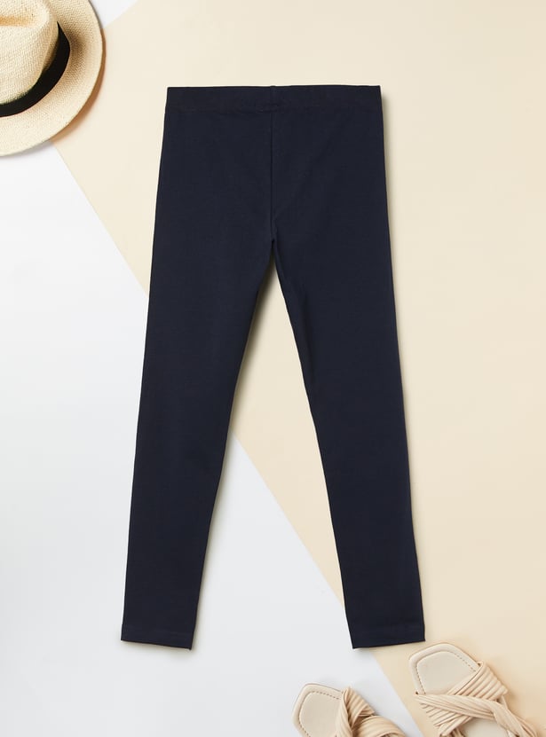 Girls Solid Leggings - Pack of 2