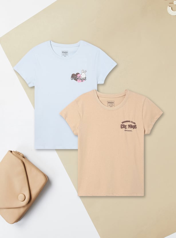 Girls Printed T-shirt - Pack of 2