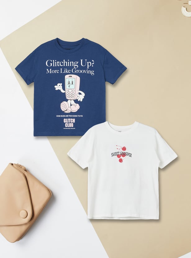 Girls Printed T-shirts - Pack of 2