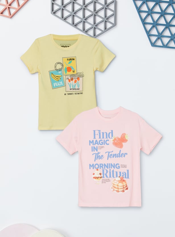 Girls Printed T-shirts - Pack of 2