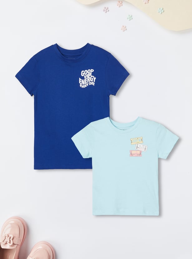 Girls Printed T-shirt - Pack of 2
