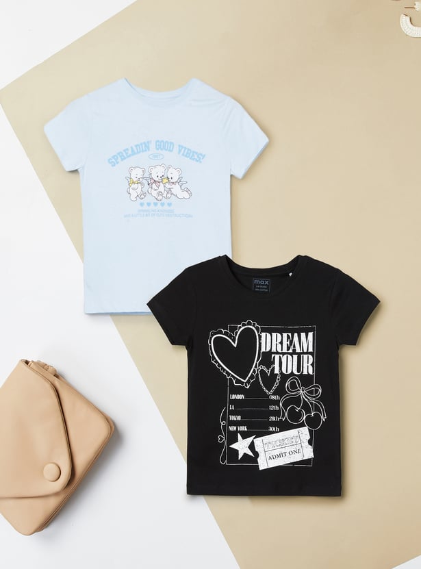 Girls Printed T-shirt - Pack of 2