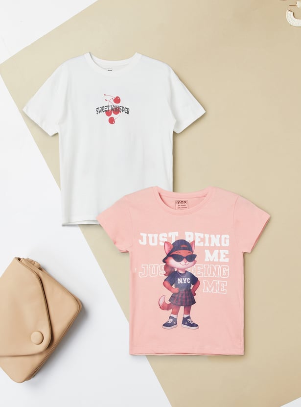 Girls Printed T-shirts - Pack of 2