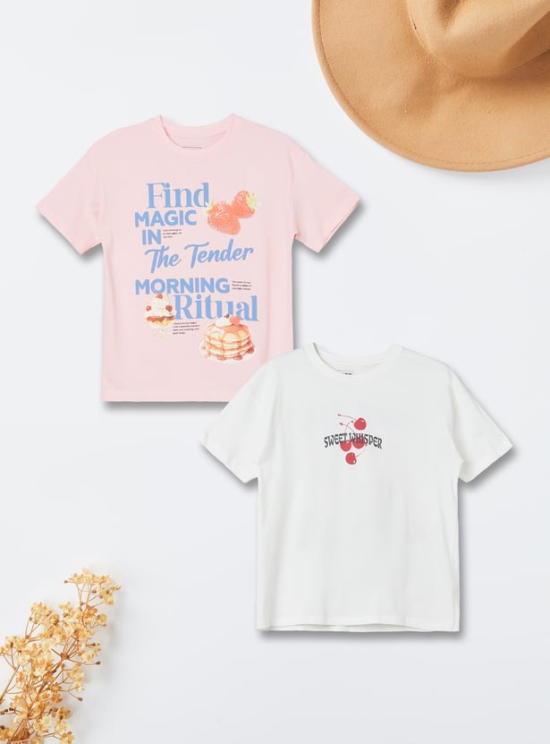 Girls Printed T-shirts - Pack of 2
