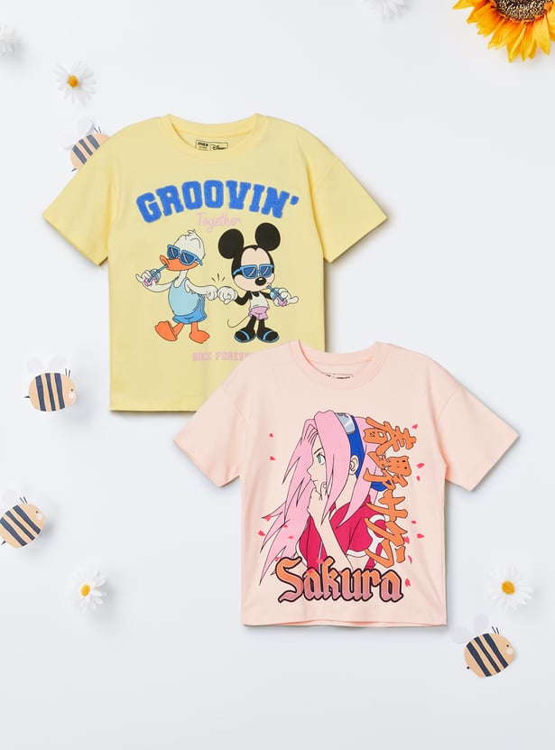 Girls Printed T-shirts - Pack of 2