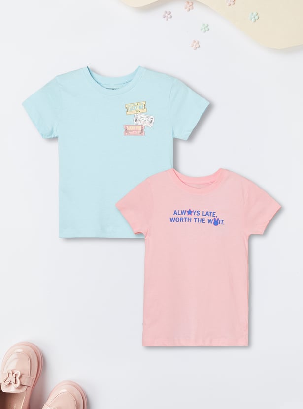 Girls Printed T-shirt - Pack of 2