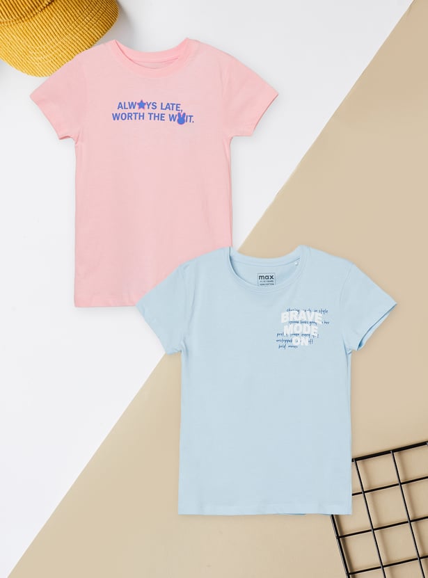 Girls Printed T-shirts - Pack of 2