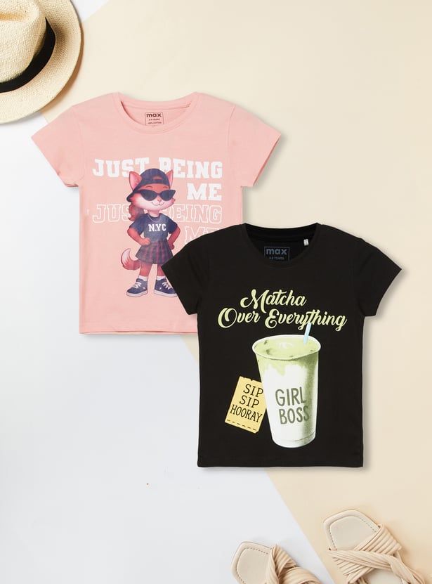 Girls Printed T-shirt - Pack of 2