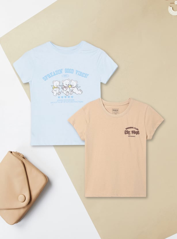 Girls Printed T-shirt - Pack of 2