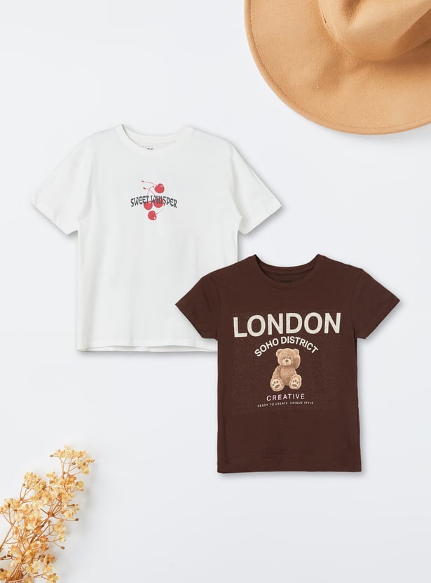 Girls Printed T-shirts - Pack of 2