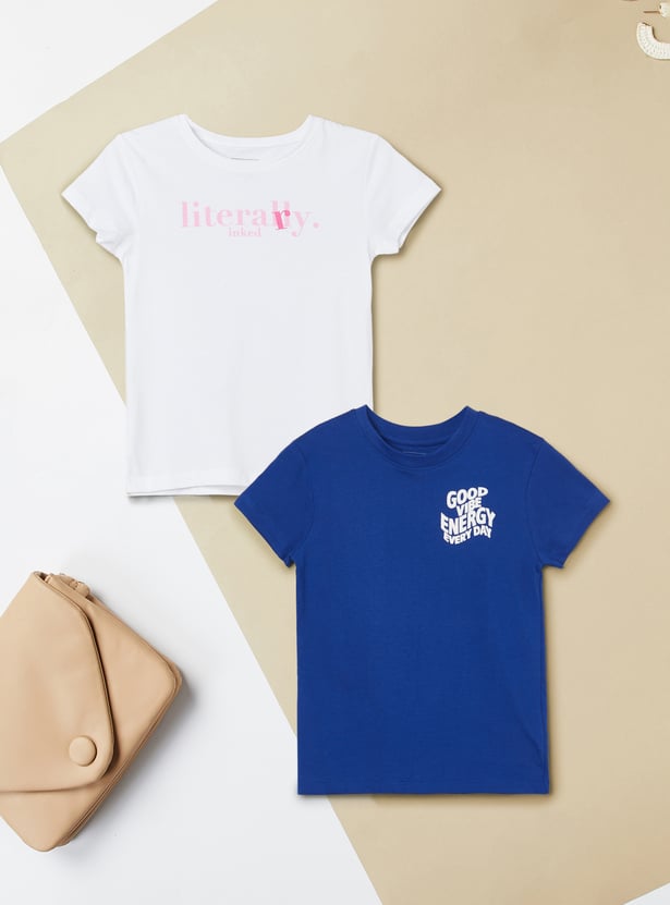 Girls Printed T-shirts - Pack of 2
