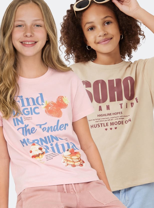 Girls Printed T-shirt - Pack of 2