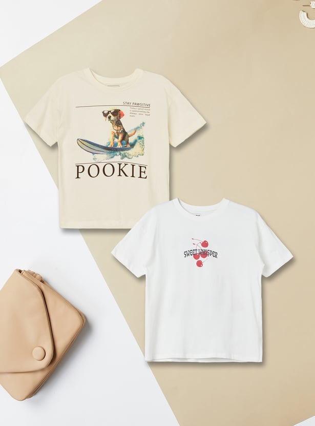 Girls Printed T-shirt - Pack of 2
