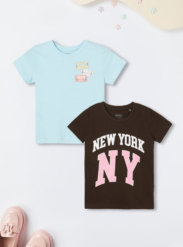 Girls Printed T-shirt - Pack of 2