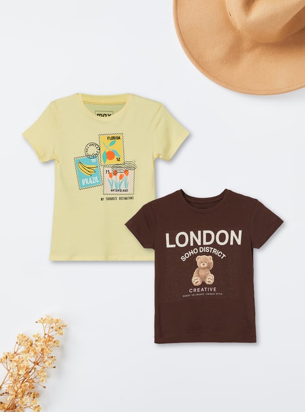 Girls Printed T-shirts - Pack of 2
