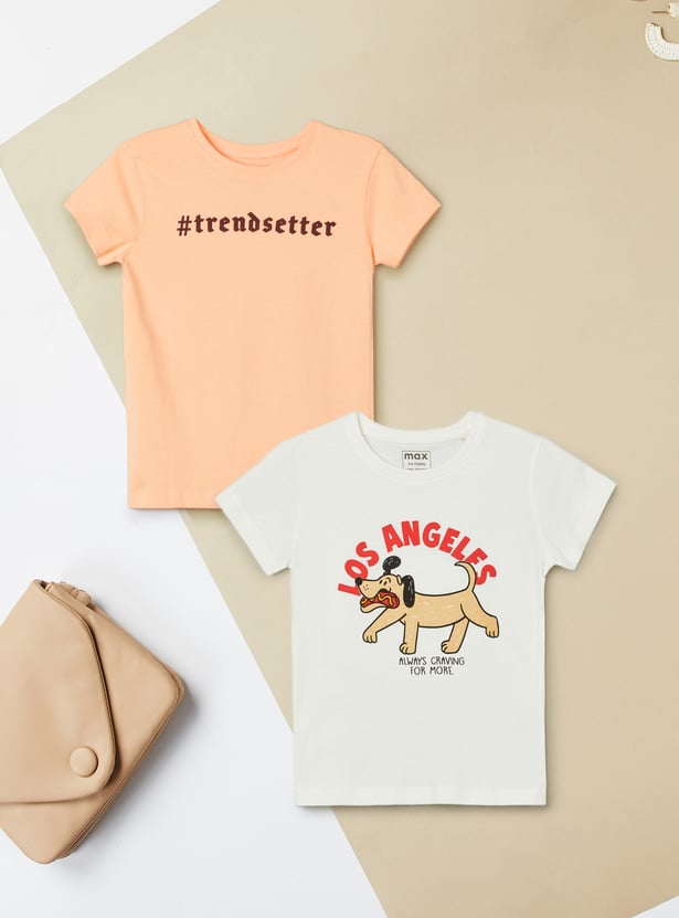 Girls Printed T-shirts - Pack of 2