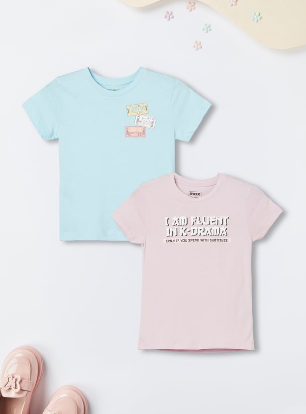 Girls Printed T-shirt - Pack of 2