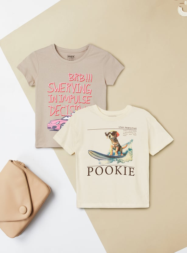 Girls Printed T-shirts - Pack of 2