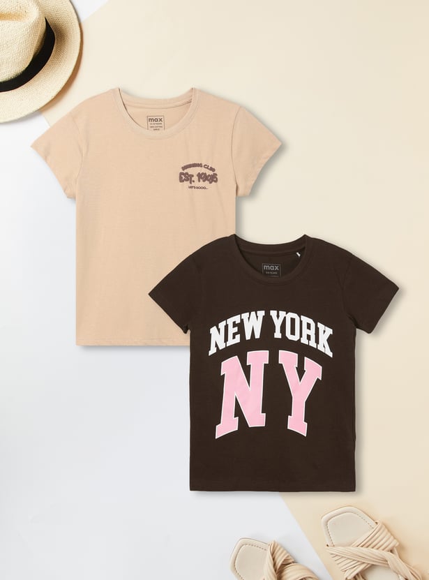 Girls Printed T-shirts - Pack of 2