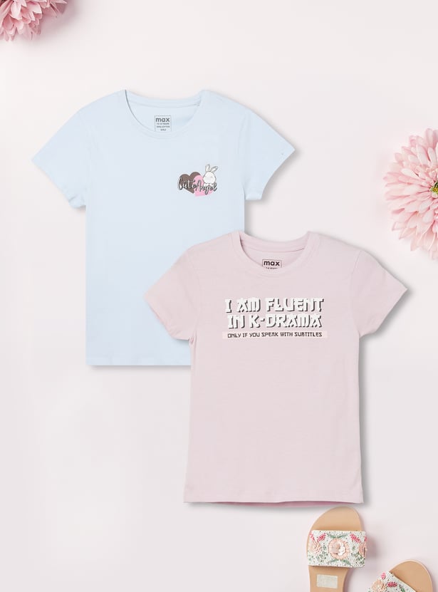 Girls Printed T-shirt - Pack of 2