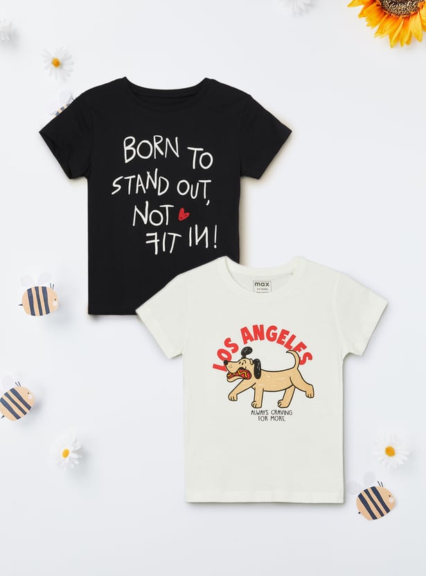Girls Printed T-shirts - Pack of 2