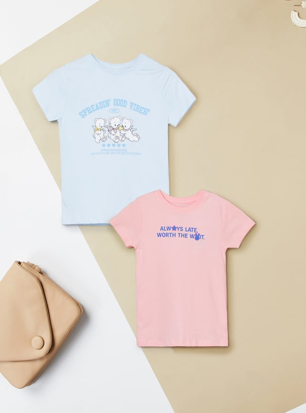Girls Printed T-shirt - Pack of 2